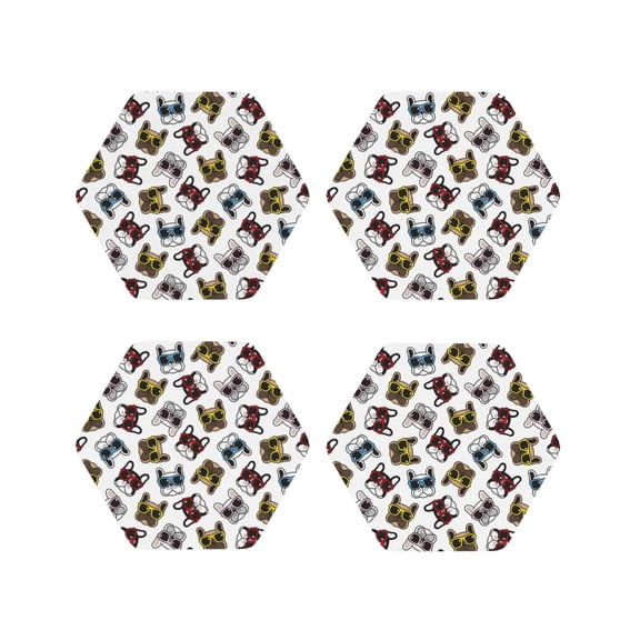 Kdxio Bulldog Sunglasses Face Funny Coasters,4 Pcs Leather Coasters,Housewarming Gifts,Protect Furniture From Water Marks Scratch And Damage