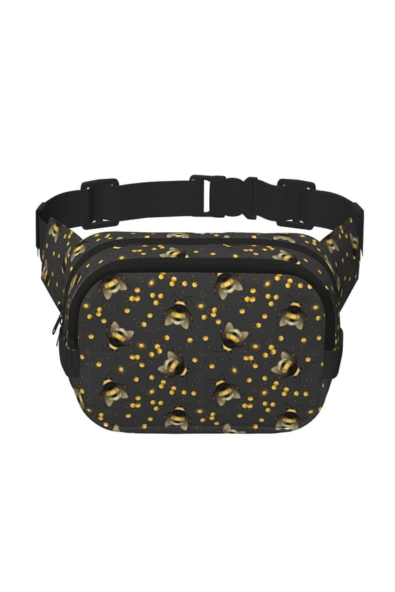 Bumblebee Crossbody Double Layer Waist Bag Belt Bag for Unisex Fanny Pack Fashion Waist Packs for Hiking Running Shopping Traveling