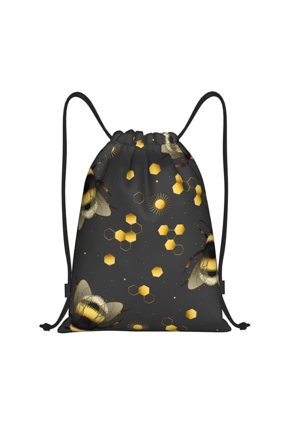 Bumblebee Print Drawstring Backpack Bag,Waterproof Draw String Back Sack, Gym Drawstring Bags Swim Bag For Unisex
