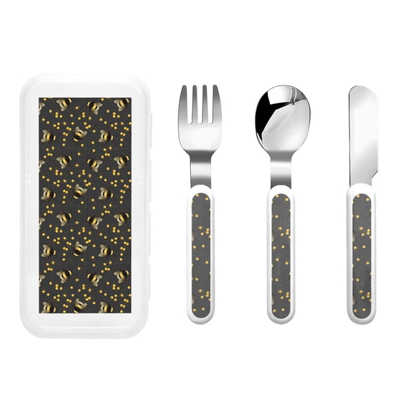 Kdxio Bumblebee Toddler Utensils Set - Kids Silverware Set, Set Kids Utensils Set with Case for Preschooler Children