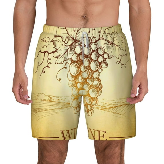Kdxio Bunch Of Grapes Print Men'S Swim Trunks With Compression Liner 7 Inch Inseam Quick Dry Swim Shorts