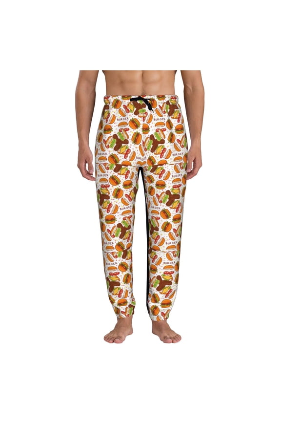Burger Pattern Joggers,Sweatpants for Men with Pockets-Large