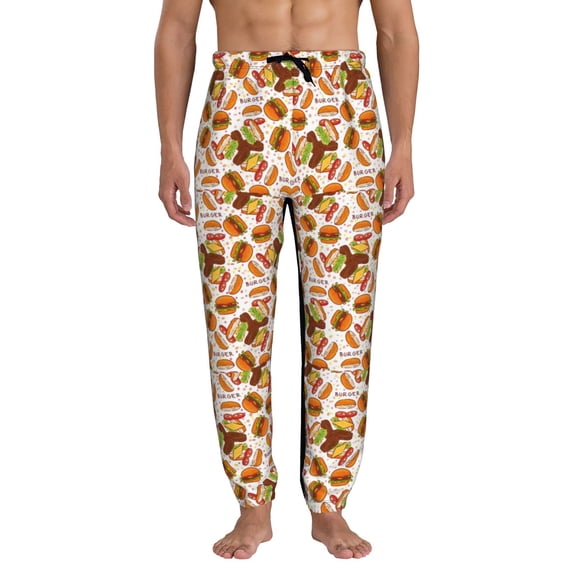 Kdxio Burger Pattern Joggers,Sweatpants for Men with Pockets-Small