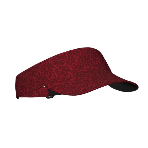 Kdxio Burgundy Floral Print Sun Visor Hat Golf Visor Adjustable Velcro Outdoor Sports Cap for Men Women
