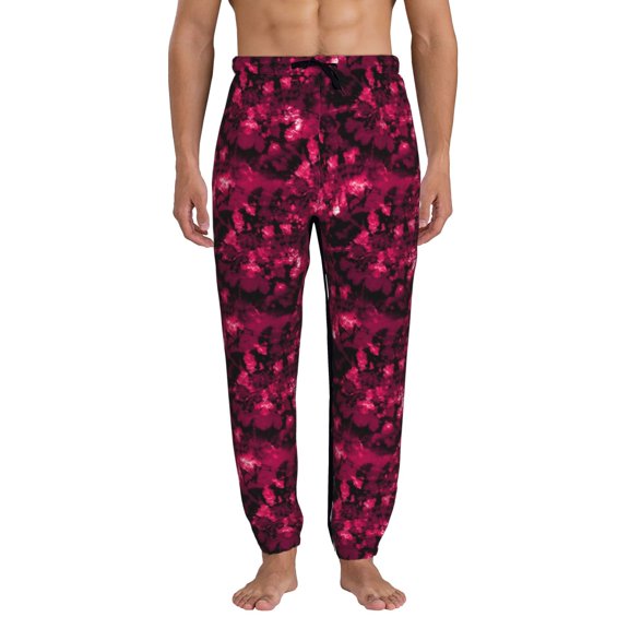 Kdxio Burgundy Tie Dye Pattern Joggers,Sweatpants for Men with Pockets-3X-Large