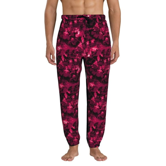 Kdxio Burgundy Tie Dye Pattern Joggers,Sweatpants for Men with Pockets-X-Large