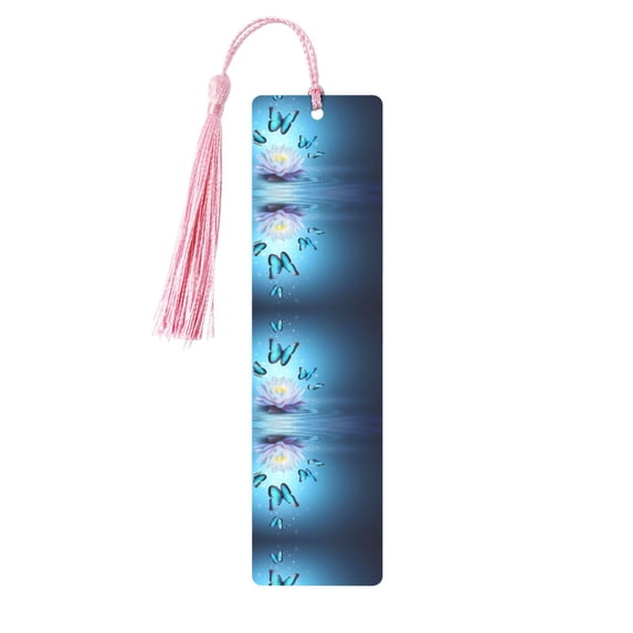 Kdxio Butterflies And Waterlily In Water Print Metal Tassel Bookmarks,Perfect Gift for Art Lovers and Bookworms Metal Bookmarks for Women