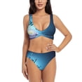 thumbnail image 1 of Kdxio Butterflies And Waterlily In Water Print Women's 2 Piece High Waisted Wrap Spaghetti Strap Summer Swimsuit Bikini Set-XX-Large, 1 of 7
