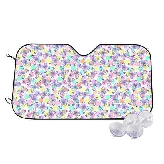 Kdxio Butterflies on Polka Dots Print Windshield Sun Shade,UV Rays and Sun Heat Protection,Sunshade for Car Windshield,Car Shade Front Windshield - Medium