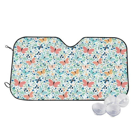 Kdxio Butterflies Print Windshield Sun Shade,UV Rays and Sun Heat Protection,Sunshade for Car Windshield,Car Shade Front Windshield - Medium