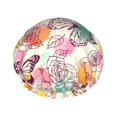 thumbnail image 1 of Kdxio Butterflies and Roses Print Shower Cap for Women,Elastic and Reusable,Double Waterproof Layers Bathing Hat, 1 of 9