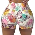thumbnail image 1 of Kdxio Butterflies and Roses Print Workout Shorts for Women Seamless Soft Smooth Gym Yoga Scrunch Active Shorts, 1 of 9