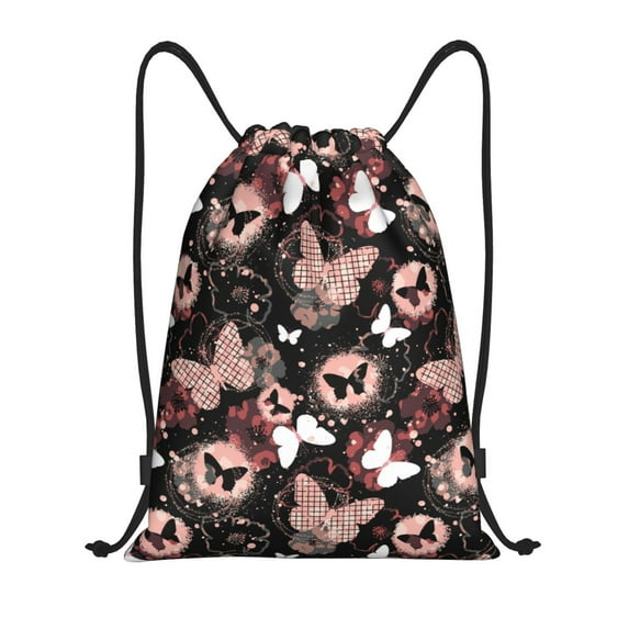 Kdxio Butterflies1 Print Drawstring Backpack Bag,Waterproof Draw String Back Sack, Gym Drawstring Bags Swim Bag For Unisex