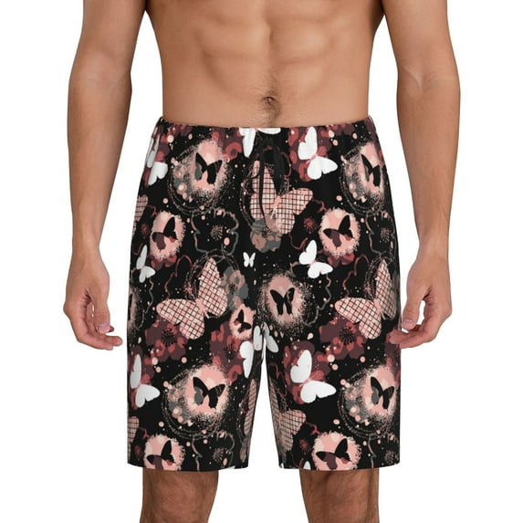 Kdxio Butterflies1 Print Mens Sleep Shorts Bottoms Soft Comfy Pajama Wear Pants with Drawstring Pockets