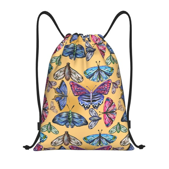 Kdxio Butterfly 3 Print Drawstring Backpack Bag,Waterproof Draw String Back Sack, Gym Drawstring Bags Swim Bag For Unisex
