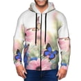 thumbnail image 1 of Kdxio Butterfly And Flowers Print Men Hoodies Casual Hoodies for Men with Zip Pockets Full Zip Long Sleeve Sweatshirt Sports Hooded Jacket-X-Large, 1 of 5