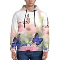 thumbnail image 1 of Kdxio Butterfly And Flowers Print Mens Casual Hooded Collar Drawstring Hoodies Pullover Sweatshirts Casual Long Sleeve Shirts-XX-Large, 1 of 7