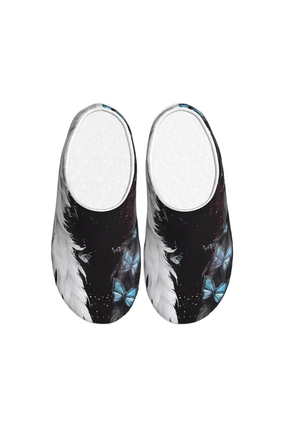 Butterfly Angel Wings Art Women's Men's Slippers Plush Slip-On House Slipper for Winter Indoor Soft Cushion Non-slip Fluffy Slides Slippers-35/36