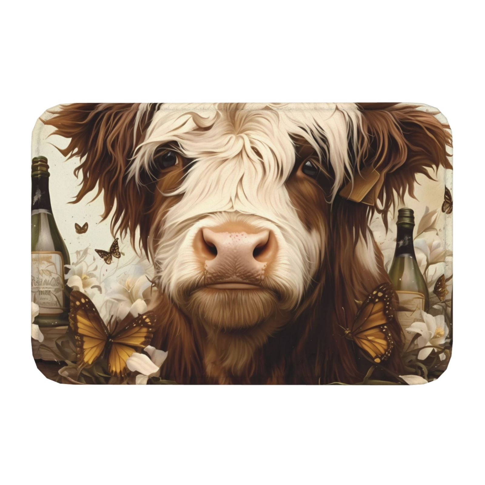 Kdxio Butterfly Cow Barrel,16" x 24", NonSlip Front Door Mats,Outdoor