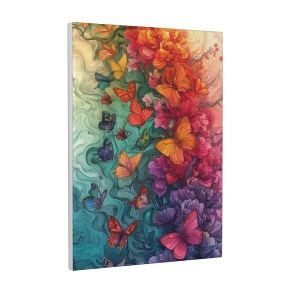 Kdxio Butterfly Flower Cascade Pattern Canvas Wall Art 12x16 Inches - Waterproof HD Print Solid Wood Frame for Living Room & Bathroom,Vertical