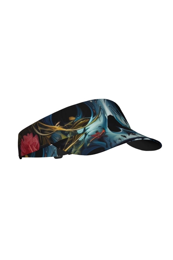 Butterfly Flower Skull A Print Sun Visor Hat Golf Visor Adjustable Velcro Outdoor Sports Cap for Men Women