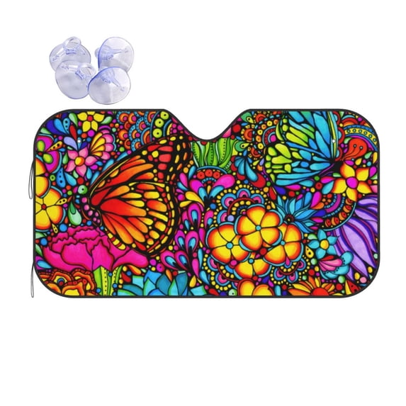 Kdxio Butterfly Garden Print Front Windshield Sun Shade,Folding Auto Sunshade for Car Truck SUV-Small