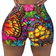 thumbnail image 1 of Kdxio Butterfly Garden Print Workout Shorts for Women Seamless Soft Smooth Gym Yoga Scrunch Active Shorts, 1 of 5