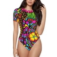 thumbnail image 1 of Kdxio Butterfly Garden for Women's Short-Sleeved Onesie Stylish Round Neck Pajamas Bodysuit Jumpsuit Nightwear-Medium, 1 of 7