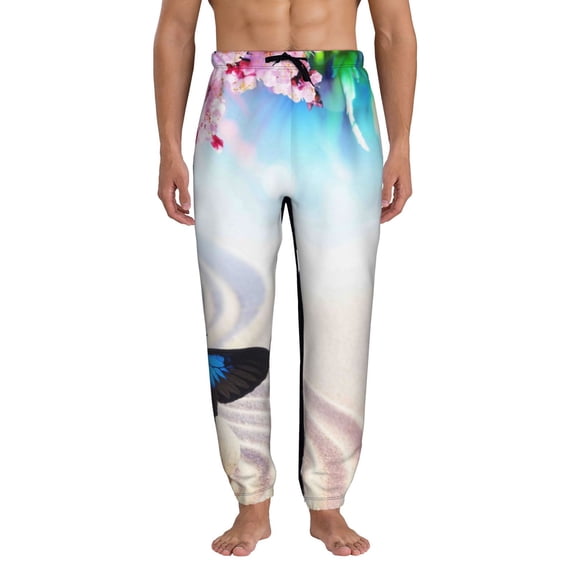 Kdxio Butterfly In Blossoms Zen Pattern Joggers,Sweatpants for Men with Pockets-3X-Large