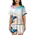 thumbnail image 1 of Kdxio Butterfly In Blossoms Zen Print Pajamas Sets for Women Short-Sleeved Pjs with Lounge Shorts Two Piece Sleepwear S-4XL, 1 of 8