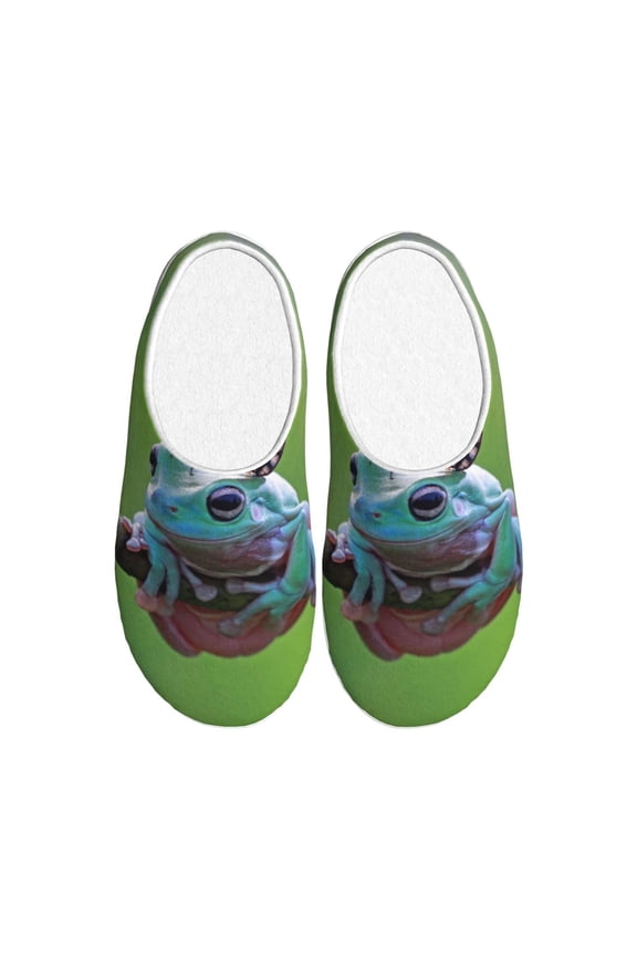 Butterfly Landing On Head Dumpy Frog Women's Men's Slippers Plush Slip-On House Slipper for Winter Indoor Soft Cushion Non-slip Fluffy Slides Slippers-8