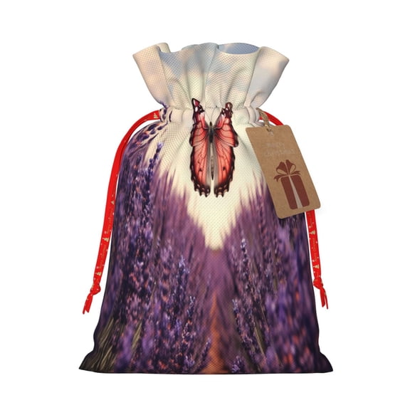 Kdxio Butterfly Over Lavender Christmas Gift Bags, Birthday gift bags Xmas Presents Bags Holiday Gift Bags for Christmas Gifts, Weddings and Birthday-Medium