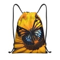 thumbnail image 1 of Kdxio Butterfly On Sunflower Print Drawstring Backpack Bag,Waterproof Draw String Back Sack, Gym Drawstring Bags Swim Bag For Unisex, 1 of 5