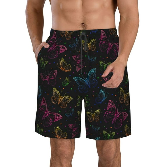 Kdxio Butterfly Pattern Mens Casual Shorts - Drawstring Summer Beach Sports Shorts for Men