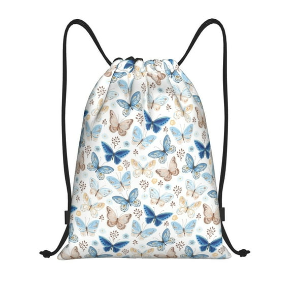 Kdxio Butterfly Print Drawstring Backpack Bag,Waterproof Draw String Back Sack, Gym Drawstring Bags Swim Bag For Unisex