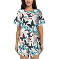 thumbnail image 1 of Kdxio Butterfly Print Pajamas Sets for Women Short-Sleeved Pjs with Lounge Shorts Two Piece Sleepwear S-4XL, 1 of 9