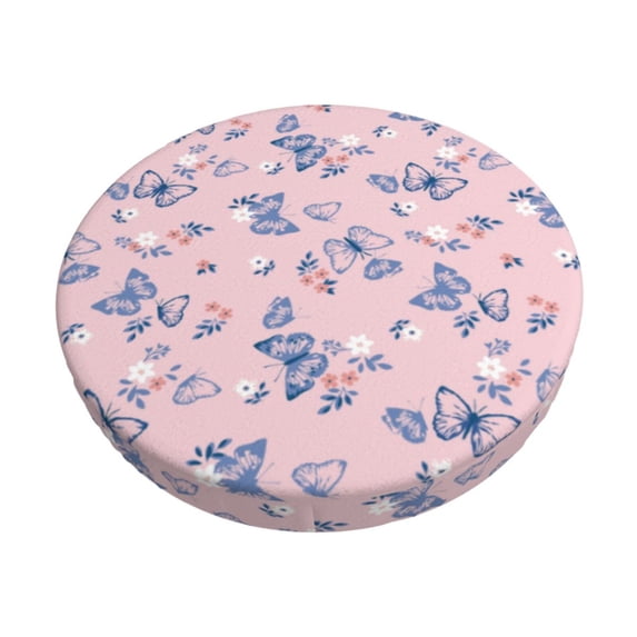 Kdxio Butterfly Print Stool Covers Round,Stretch Round Bar Stool Covers Washable Bar Stool Cushion Slipcover for 12-15 Inch Chair