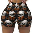 thumbnail image 1 of Kdxio Butterfly Skull Print Workout Shorts for Women Seamless Soft Smooth Gym Yoga Scrunch Active Shorts, 1 of 9