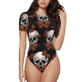 thumbnail image 1 of Kdxio Butterfly Skull for Women's Short-Sleeved Onesie Stylish Round Neck Pajamas Bodysuit Jumpsuit Nightwear-Medium, 1 of 7