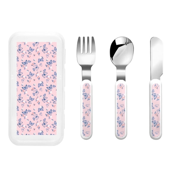 Kdxio Butterfly Toddler Utensils Set - Kids Silverware Set, Set Kids Utensils Set with Case for Preschooler Children