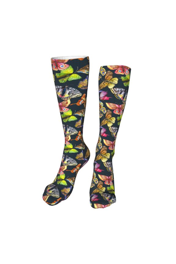 Butterfly Wild Insect Funny Silky Novelty Funky Long Knee High Socks Soft 3D Print Cosplay Crazy Stockings for Men Women