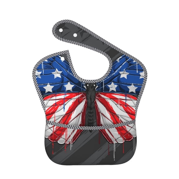 Kdxio Butterfly With USA Flag Bibs For Babies, Baby Bibs for Eating, Toddler Bibs, Waterproof Bibs, Feeding Bibs, for Toddlers, Boys, Girls