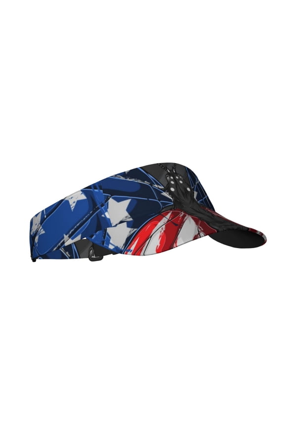 Butterfly With USA Flag Print Sun Visor Hat Golf Visor Adjustable Velcro Outdoor Sports Cap for Men Women