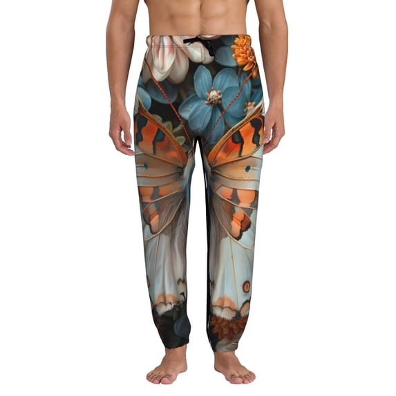Kdxio Butterfly and Bloom Beauty Pattern Joggers,Sweatpants for Men with Pockets-X-Large