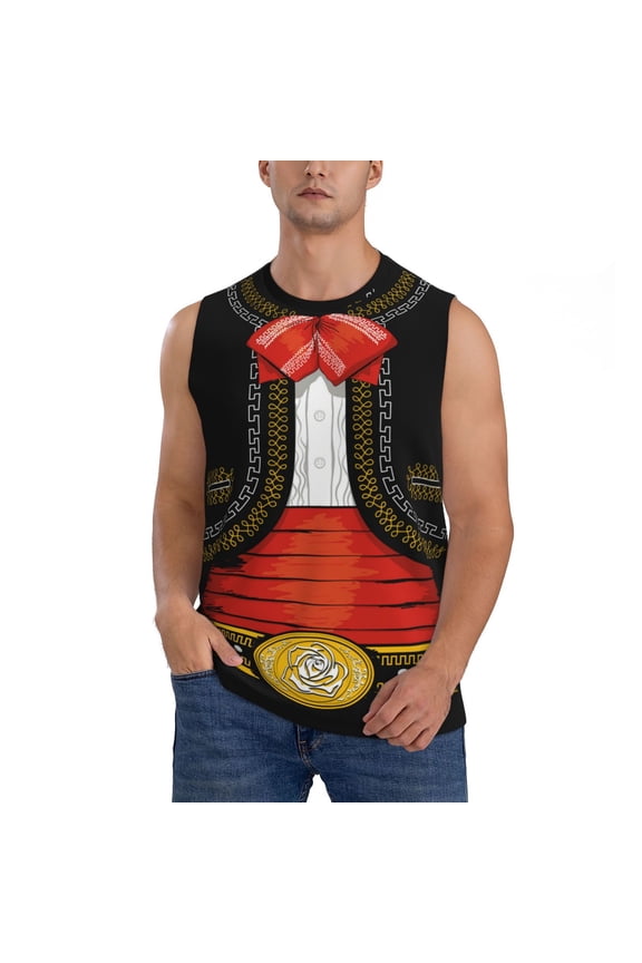 CHARRO SUIT for Men's Muscle T-shirt,Sleeveless for Workout Running Athletic Gym Lounge Casual