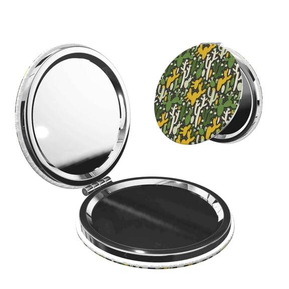 Kdxio Cactus 4 Pocket Mirror, 1X/2X Travel Makeup Mirror 2-Sided Folding Small Mirror Portable Double-Sided Magnifying Cosmetic Mirror for Gift-Round Shape