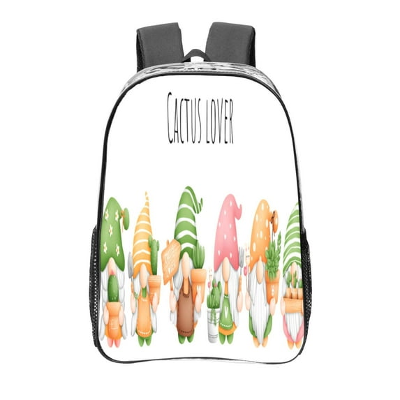 Kdxio Cactus Gnome Clear Backpack, Transparent Bookbag for School for Women Men, Capacity Clear Bag for College, Travel