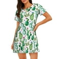 thumbnail image 1 of Kdxio Cactus Plants1 Pattern Womens Short Sleeve Sleepshirt Scoopneck Cute Nightdress Ruffle Comfy Nightgown, 1 of 6