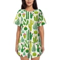 thumbnail image 1 of Kdxio Cactus Print Pajamas Sets for Women Short-Sleeved Pjs with Lounge Shorts Two Piece Sleepwear S-4XL, 1 of 8