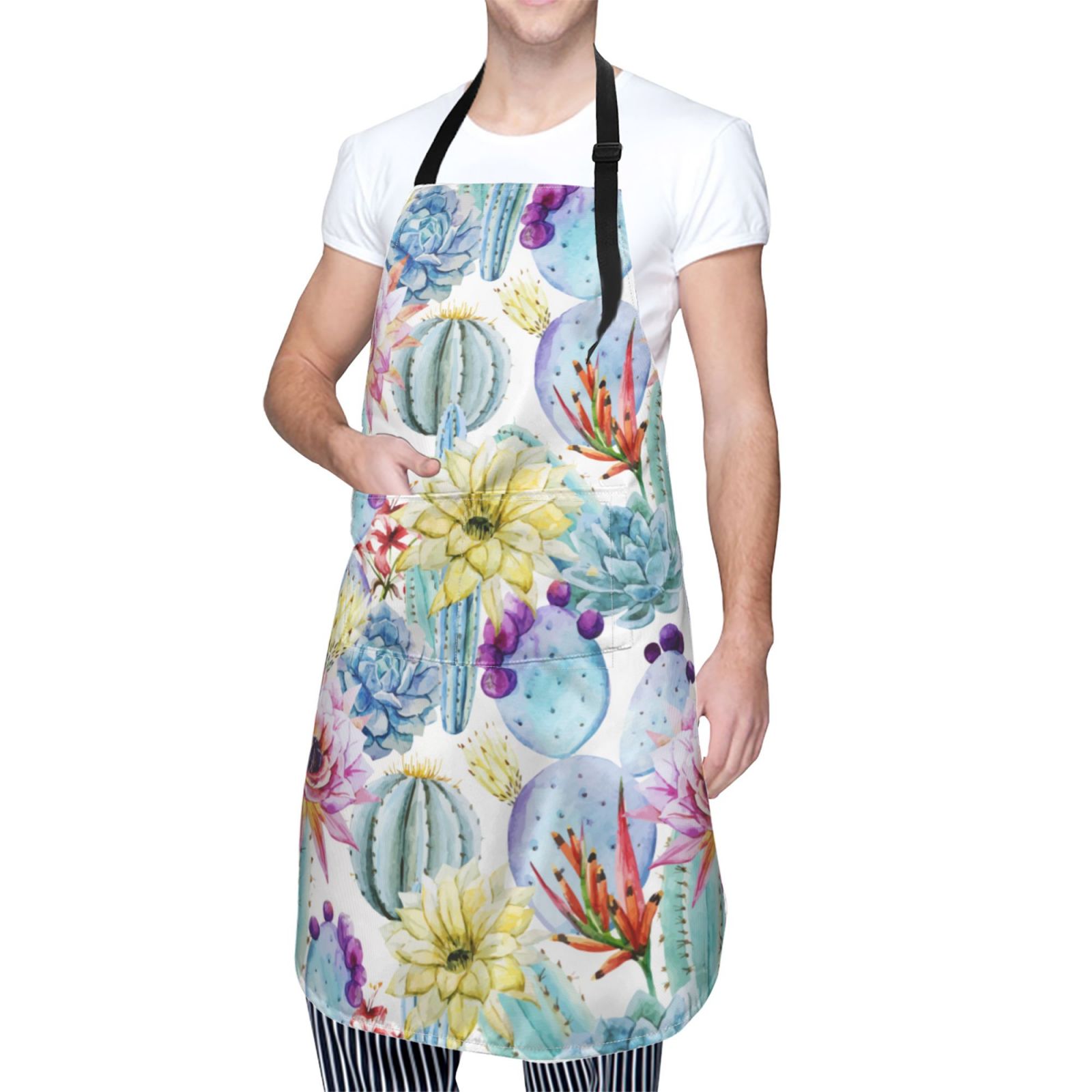Kdxio Cactus1 Apron with Pockets Adjustable Kitchen Aprons for Men Women Waterproof Aprons for Cooking,Drawing,Crafting, Baking Household Cleaning